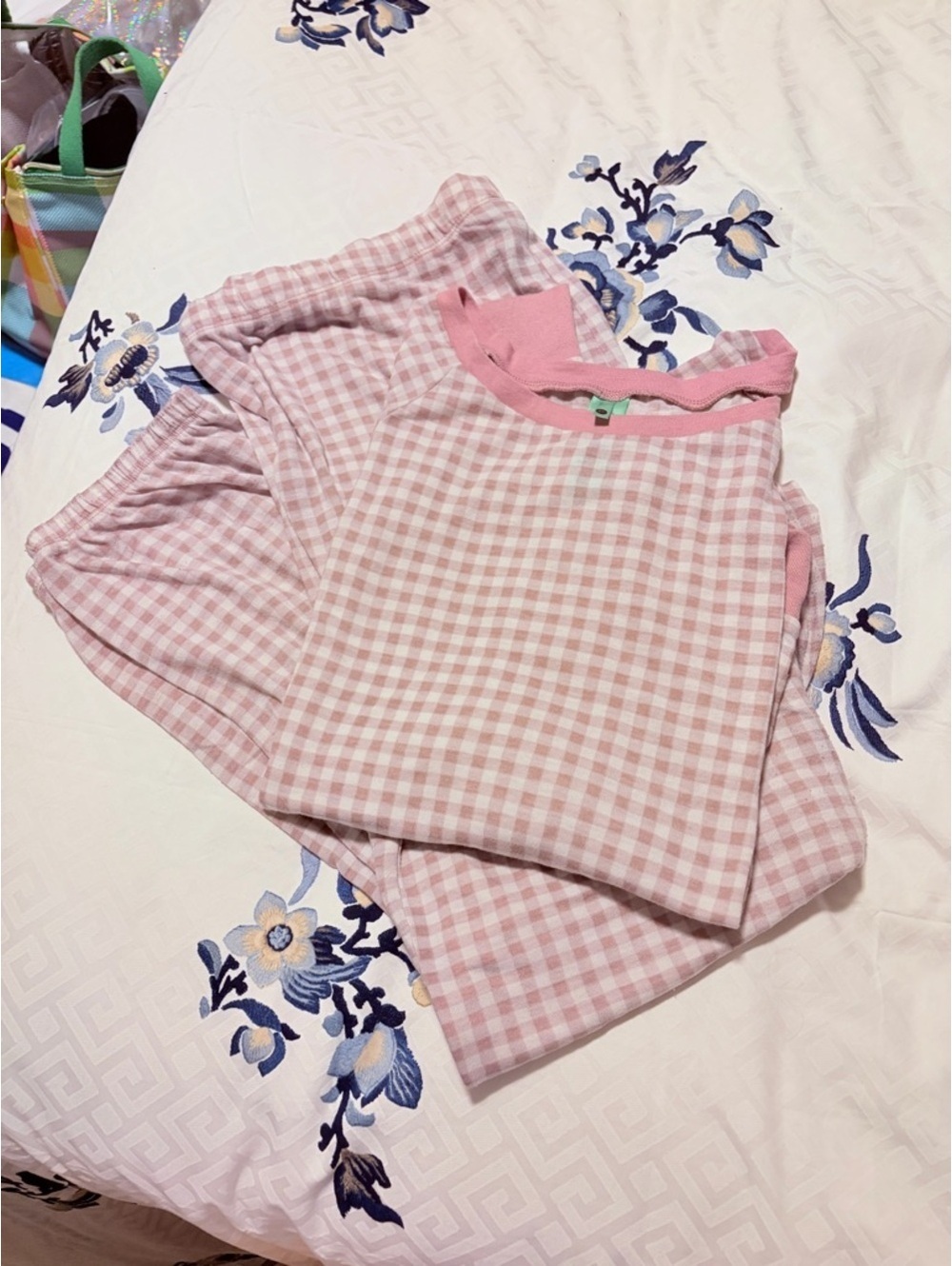 Honeydew Pink Gingham Pajama Set - Large